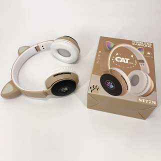 Бездротові навушники ST77 LED з котячими вушками, що світяться. Колір: золотий - Інтернет-магазин спільних покупок ToGether