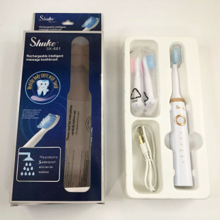 Електрична щітка Shuke SK-601 акумуляторна. Ультразвукова щітка для зубів + 3 насадки. Колір: білий - Інтернет-магазин спільних покупок ToGether
