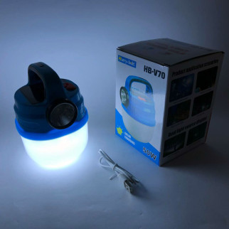 Підвісний ліхтар світильник LED з гачком для кемпінгу, ліхтариком та сонячною панеллю. Колір: синій - Інтернет-магазин спільних покупок ToGether
