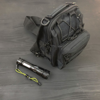 Набір: армійська чорна сумка + тактичний ліхтар професійний POLICE BL-X71-P50 - Інтернет-магазин спільних покупок ToGether