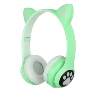Бездротові навушники з котячими вушками та RGB підсвічуванням Cat VZV 23M. Колір: зелений - Інтернет-магазин спільних покупок ToGether