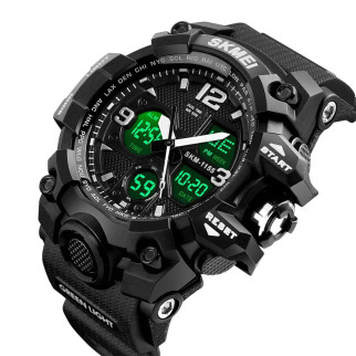 Годинник наручний чоловічий SKMEI 1155BBK, армійський годинник протиударний. Колір: чорний - Інтернет-магазин спільних покупок ToGether