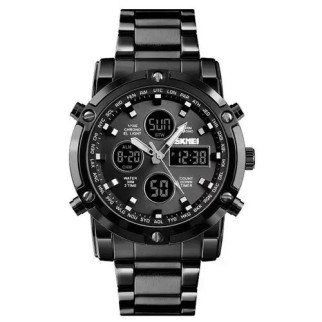 Годинник наручний чоловічий SKMEI 1389BK BLACK, водонепроникний чоловічий годинник. Колір: чорний - Інтернет-магазин спільних покупок ToGether