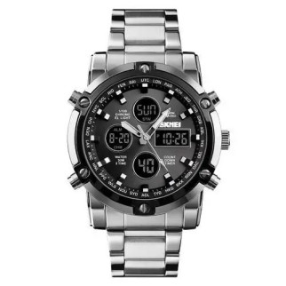 Годинник наручний чоловічий SKMEI 1389SIBK SILVER-BLACK, модний чоловічий годинник. Колір: срібний + чорний - Інтернет-магазин спільних покупок ToGether