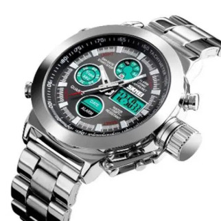 Годинник наручний чоловічий SKMEI 1515SI SILVER, водонепроникний чоловічий годинник. Колір: срібний - Інтернет-магазин спільних покупок ToGether