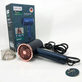 Фен Rainberg RB-2212 8800 W з регуляцією температури та швидкості для сушіння та укладання волосся. Колір: синій - Інтернет-магазин спільних покупок ToGether
