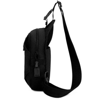 Тактична сумка через плече – водонепроникна сумка слінг із кордури на 4 кишені. Колір: чорний - Інтернет-магазин спільних покупок ToGether