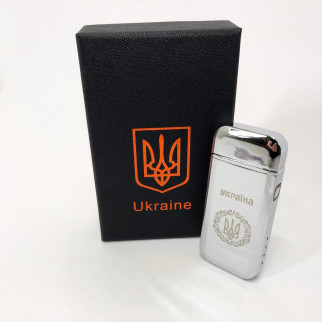 Дугова електроімпульсна запальничка USB Герб України індикатор заряду, ліхтарик HL-442. Колір: срібло - Інтернет-магазин спільних покупок ToGether