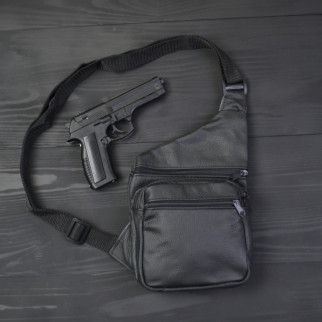 Чоловіча сумка з натуральної шкіри, тактична сумка - месенджер чорна, тактична сумка на груди - Інтернет-магазин спільних покупок ToGether