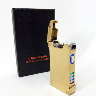 Дугова електроімпульсна запальничка із USB-зарядкою ліхтариком LIGHTER HL-437, Юсб запальничка. Колір: золотий - Інтернет-магазин спільних покупок ToGether