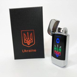 Дугова електроімпульсна запальничка із USB-зарядкою Україна LIGHTER HL-439. Колір: срібло - Інтернет-магазин спільних покупок ToGether