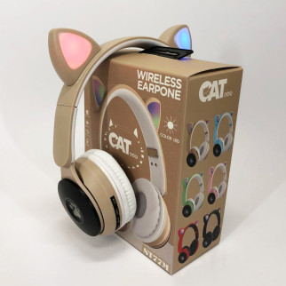 Бездротові навушники ST77 LED з котячими вушками, що світяться. Колір: золотий - Інтернет-магазин спільних покупок ToGether
