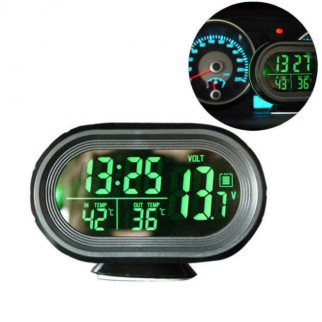 Автомобільний годинник VST-7009V підсвічування + 2 термометри + вольтметр, живлення від акумулятора авто 12В-24В - Інтернет-магазин спільних покупок ToGether