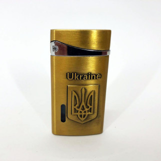 Турбо запальничка, кишенькова запальничка "Ukraine" 325, незвичайна запальничка, вітрозахисна. Колір: золотий - Інтернет-магазин спільних покупок ToGether