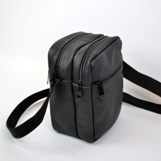 Сумка месенджер із натуральної шкіри, чоловіча велика сумка на 4 кишені з чорною блискавкою - Інтернет-магазин спільних покупок ToGether