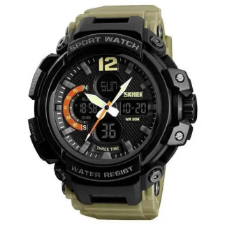 Годинник наручний чоловічий SKMEI 1343KH KHAKI, водостійкий тактичний годинник. Колір: хакі - Інтернет-магазин спільних покупок ToGether