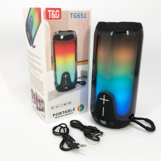 Bluetooth-колонка TG651 з RGB ПІДСВІТКОМ, акумуляторна колонка для музики, для вечірки. Колір: чорний - Інтернет-магазин спільних покупок ToGether