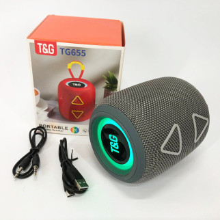 Портативна колонка TG655 5W з RGB підсвічуванням та ремінцем, Гучна блютуз колонка. Колір: сірий - Інтернет-магазин спільних покупок ToGether