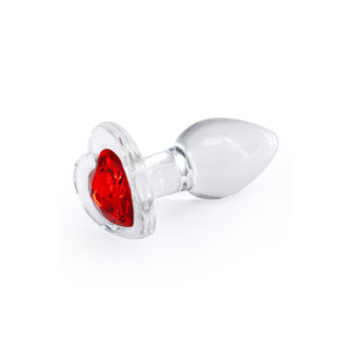 Анальна прозора пробка із серцем NS Novelties Crystal Desires Red Heart скляна, Mini - Інтернет-магазин спільних покупок ToGether