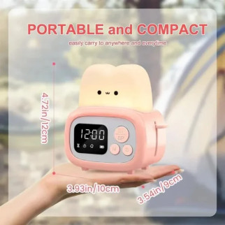 Настільний годинник із будильником РОЗОВИЙ, підсвіткою й USB, Тостер/Дитячий годинник з LED-підсвіткою - Інтернет-магазин спільних покупок ToGether