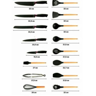 Набір ножів та кухонного приладдя Zepline ZP0102 (19 Предметів) Чорний - Інтернет-магазин спільних покупок ToGether