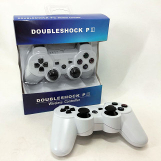 Бездротовий ігровий геймпад Doubleshock PS3/PC акумуляторний джойстик з функцією вібрації. Колір: білий - Інтернет-магазин спільних покупок ToGether