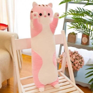 М'яка плюшева іграшка Довгий Кіт Батон котейка-подушка 50 см. Колір: рожевий - Інтернет-магазин спільних покупок ToGether