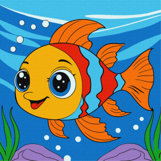 Набір для розпису по номерах для дітей "Мрійлива рибка" 25х25см КНО6199 - Інтернет-магазин спільних покупок ToGether