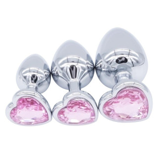 Набір хромованих анальних корків We Love з рожевими кристалами S M - Інтернет-магазин спільних покупок ToGether