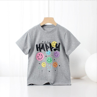 Подростковая футболка для девочки со смайликами 158-164, серая - Інтернет-магазин спільних покупок ToGether