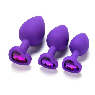 Набір фіолетових силіконових анальних корків із кристалом We Love S M - Інтернет-магазин спільних покупок ToGether