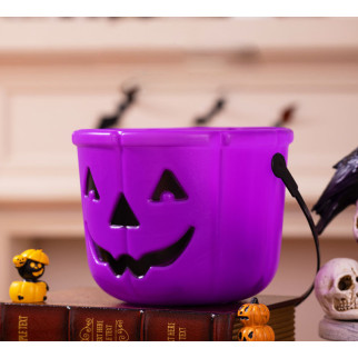 Декор на Хелловін Відро для цукерок Гарбуз Посмішка 13624 18х18х14 см фіолетове - Інтернет-магазин спільних покупок ToGether