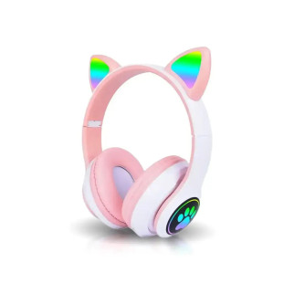Навушники накладні Bluetooth з вушками STN-28 колір: рожевий - Інтернет-магазин спільних покупок ToGether