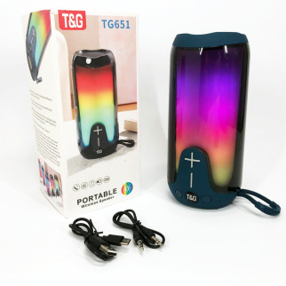 Bluetooth-колонка TG651 з RGB ПІДСВІТКОМ, акумуляторна колонка для музики, для вечірки. Колір: синій - Інтернет-магазин спільних покупок ToGether