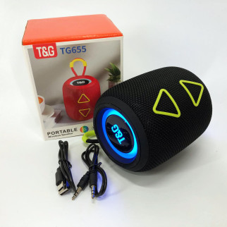 Портативна колонка TG655 5W з RGB підсвічуванням та ремінцем, Bluetooth колонка для вулиці. Колір: чорний - Інтернет-магазин спільних покупок ToGether