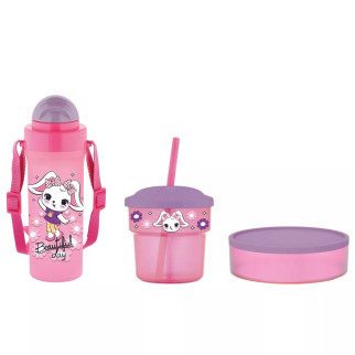 Набір для ланча дитячий Gustо Kai GT-G-712008-pink 3 предмета рожевий - Інтернет-магазин спільних покупок ToGether