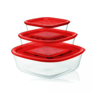 Набір харчових контейнерів Guzzini 21885231 3 предмета червоні - Інтернет-магазин спільних покупок ToGether