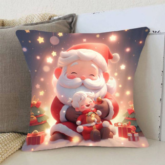 Подушка 3D новорічна Затишна подушка з Дідом Морозом 3166_D 15348 35х35 см - Інтернет-магазин спільних покупок ToGether