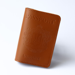 Обкладинка для паспорта "Passport+великий Герб України",коричнева. - Інтернет-магазин спільних покупок ToGether