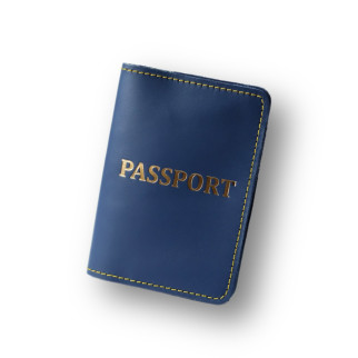 Обкладинка для паспорта "Passport",синя з позолотою,жовта нитка. - Інтернет-магазин спільних покупок ToGether