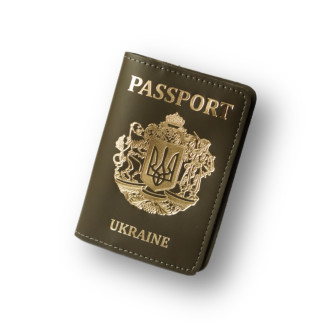 Обкладинка для паспорта "Passport+великий Герб України",хакі з позолотою. - Інтернет-магазин спільних покупок ToGether
