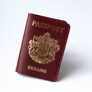 Обкладинка для паспорта "Великий герб України",бордо з позолотою. - Інтернет-магазин спільних покупок ToGether