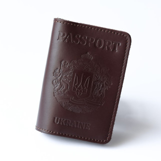 Обкладинка для паспорта "Passport+великий Герб України",темно-коричнева. - Інтернет-магазин спільних покупок ToGether