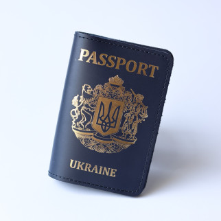 Обкладинка для паспорта "Passport+великий Герб України",темно-синя з позолотою. - Інтернет-магазин спільних покупок ToGether