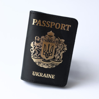 Обкладинка для паспорта "Passport+великий Герб України",чорна з позолотою. - Інтернет-магазин спільних покупок ToGether