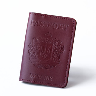 Обкладинка для паспорта "Passport+великий Герб України", бордо. - Інтернет-магазин спільних покупок ToGether