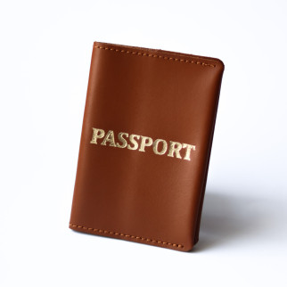 Обкладинка для паспорта "Passport",коричнева з позолотою. - Інтернет-магазин спільних покупок ToGether