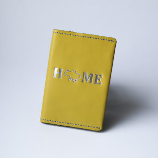 Обкладинка для паспорта "Home",жовта з посрібленням,блакитна нитка. - Інтернет-магазин спільних покупок ToGether