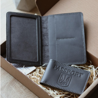 Подарунковий набір "Докхолдер + обкладинка для ID - паспорту", сірий - Інтернет-магазин спільних покупок ToGether