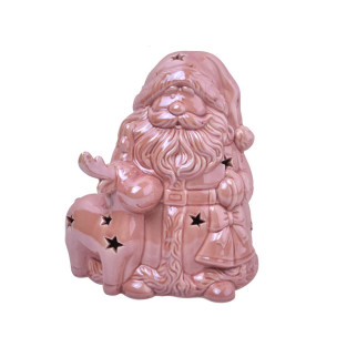 Фігурка декоративна з підсвічуванням Lefard Дід Мороз з оленем 919-262 16 см рожева - Інтернет-магазин спільних покупок ToGether